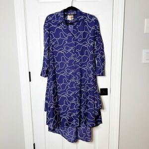 Truly 4 You Shirt Dress Womens Small Purple Nautical Rope High Low Excellent